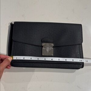 Louis Vuitton Black Men's Envelope Clutch with Silver Lock